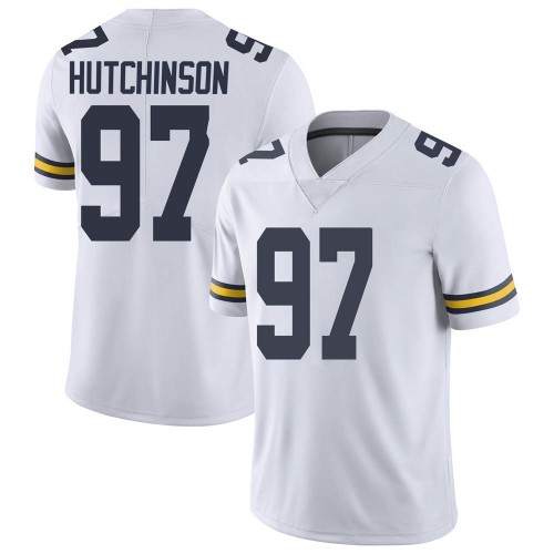 Aidan Hutchinson Michigan Wolverines Men's NCAA #97 White Limited Brand Jordan College Stitched Football Jersey SFL6354OO